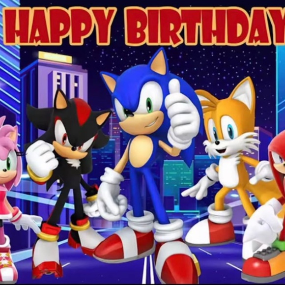 Sonic Happy Birthday Back Drop - Picture 1 of 6
